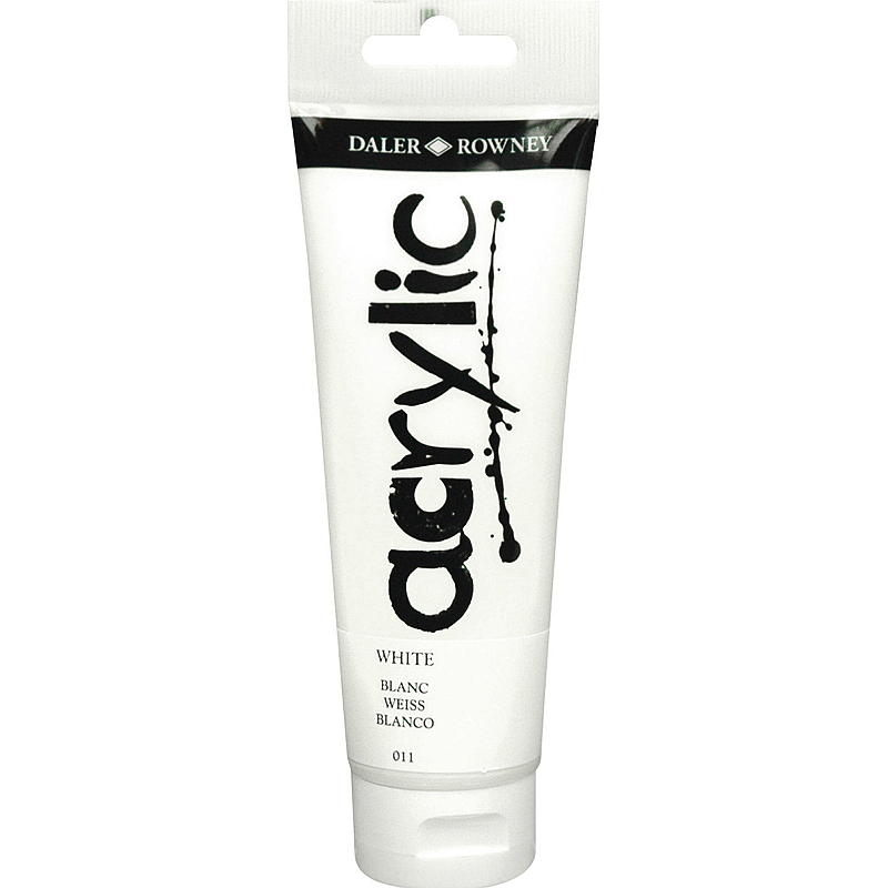 Pintura acrílica Dealer & Rowney, 120 ml, blanca.