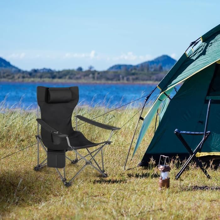 Silla plegable de camping WOLTU (2 unidades), silla de pesca con reposacabezas, silla de playa con bolsa de transporte, color negro CPS8148sz-2