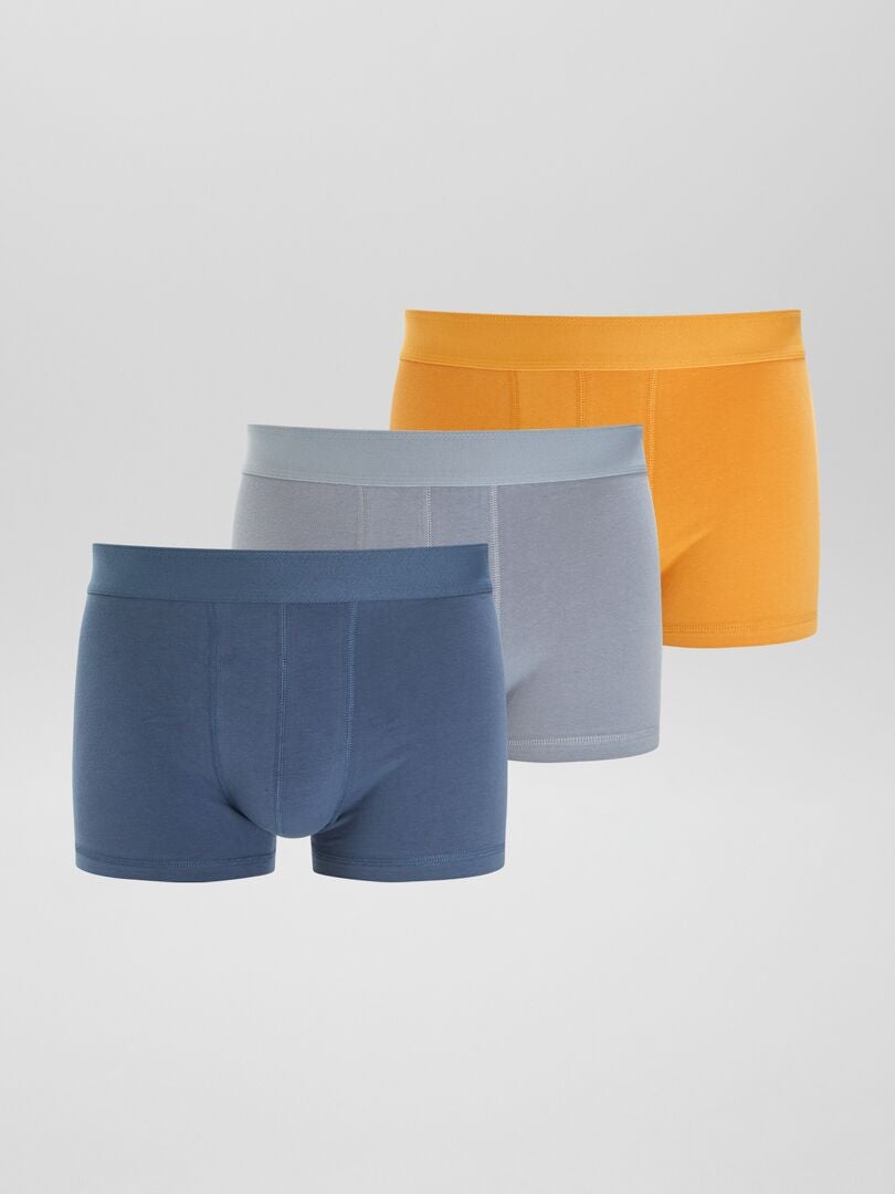 Conjunto de 3 bóxers de color liso - AZUL