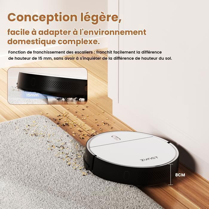Zynet D6 Robot Vacuum Cleaner 3000Pa/150+Min, 5 Modes, Auto Recharge, APP/WiFi/Alexa/Siri Control, Pet Hair and Carpets