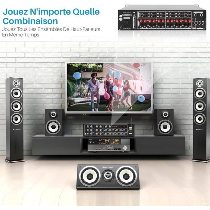 Pyle 4000W 8-Kanal Multi-Zone Rack-Bluetooth-Verstärker für Heimkino & Karaoke