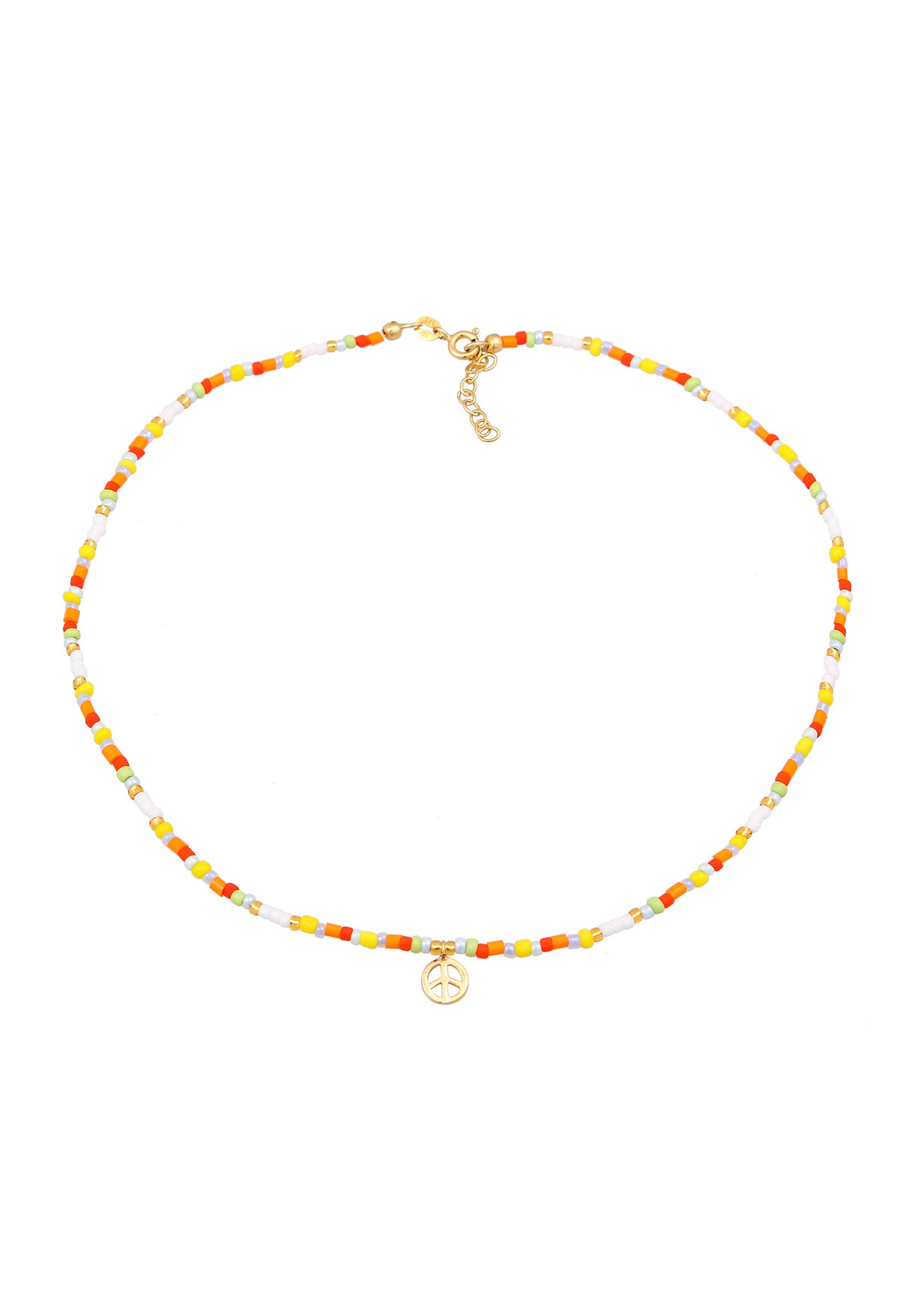 Elli Femmes Choker Peace Pendentif Beads Boho en argent sterling 925 plaqué or