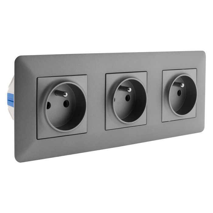 Presa tripla 2P+T Artezo - titanio - Zenitech