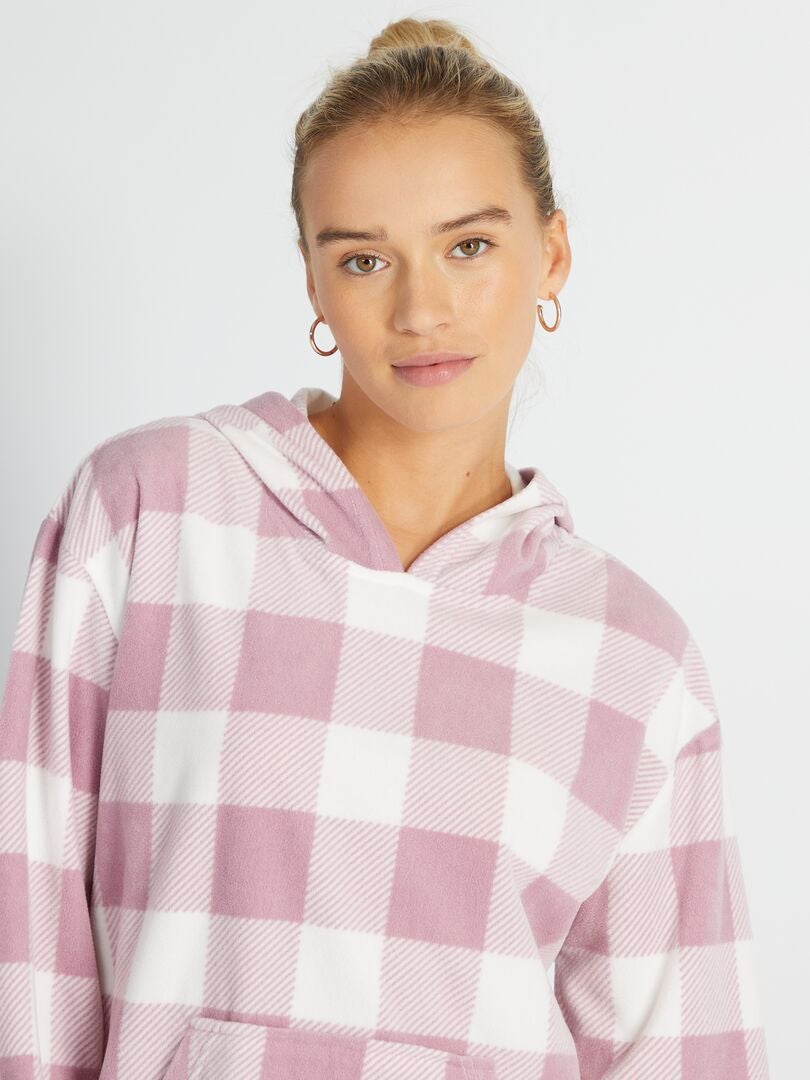 Parte superior de pijama de franela - blanco/rosa