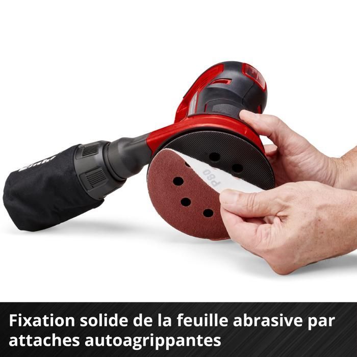 Einhell Ponceuse excentrique sans fil TE-RS 18 Li - Solo PXC (18V, avec 1 abrasif) Livré sans Batterie ni Chargeur