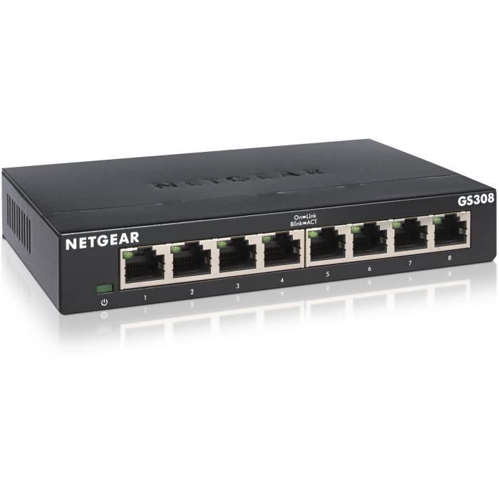NETGEAR GS308-300PES Metal Ethernet Switch 8 Gigabit Ports (10/100/1000)