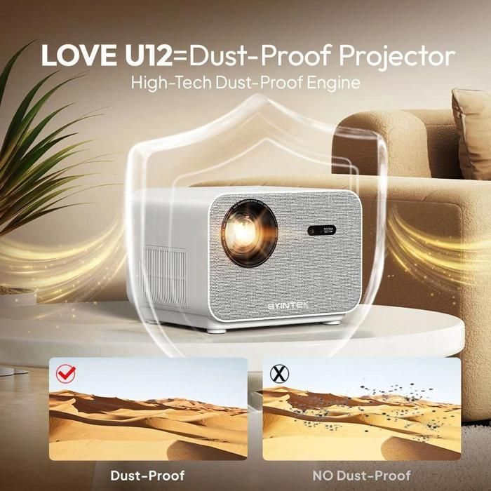 BAZARLAND30.BYINTEK LOVE U12 - Proiettore Full HD 1080P, audio 4K, con 800 ANSI e WiFi6, Bluetooth 5.2