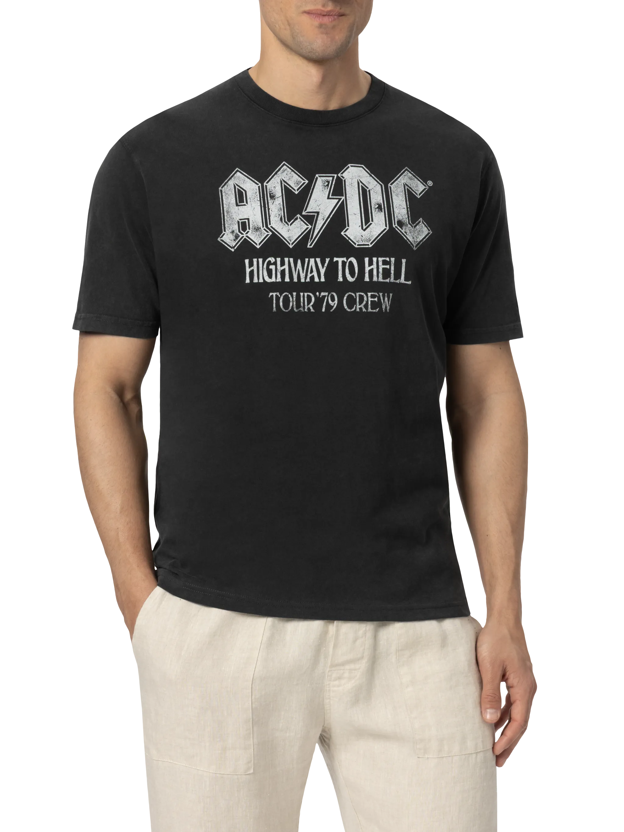 Jack T-shirt van katoen met vintage-look en AC/DC-print.