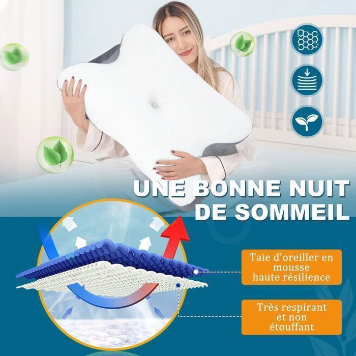 Oreiller Mémoire - Refroidissement Orthopédique Ergonomique - Blanc