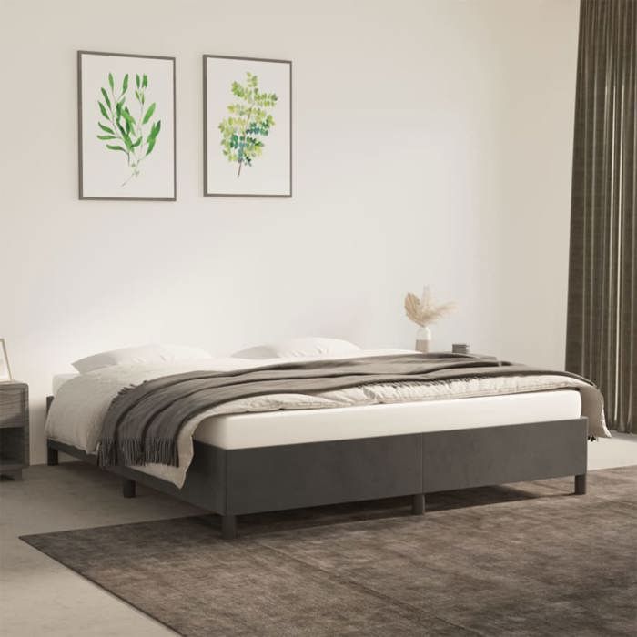 Cama doble CHIC para adultos - 180x200 cm. Estructura de cama gris oscuro de 180x200 cm. Terciopelo #Sara90882
