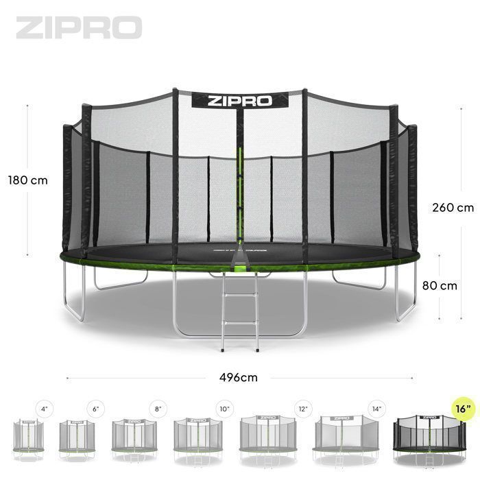 Cama elástica de jardim Zipro Jump Pro com rede de segurança e escada - 496 cm