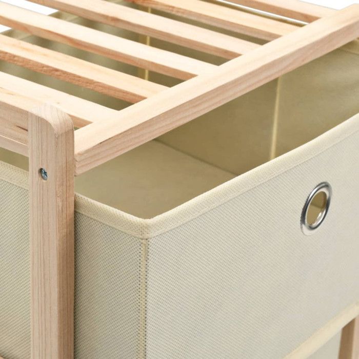 vidaXL Estantería de tela con 5 cestas, madera de cedro, color beige