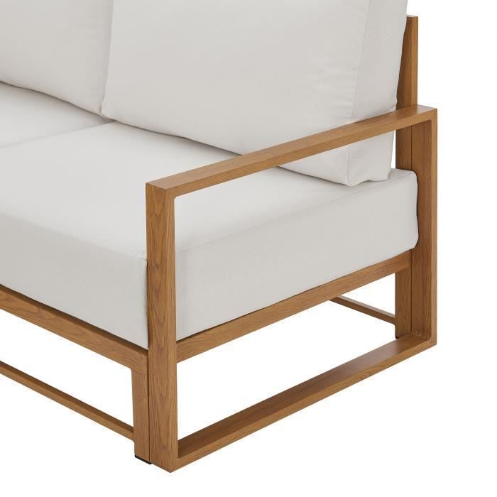 SANTA hoekbank tuinset - Aluminium met houtlook - 5 personen - Ecru