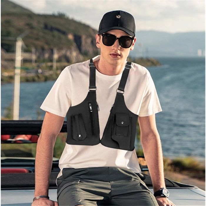 Bolso bandolera ajustable para hombre y mujer, con sistema antirrobo y correa ajustable oculta. (Negro)