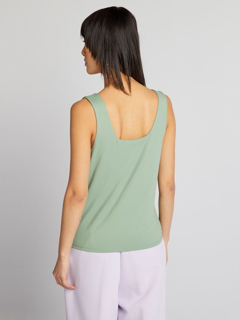 Stretch T-shirt met vierkante halslijn - GROEN