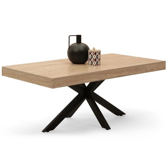Tavolino rettangolare IDMARKET ALIX, 110 cm, con gambe a ragno in legno e nere.