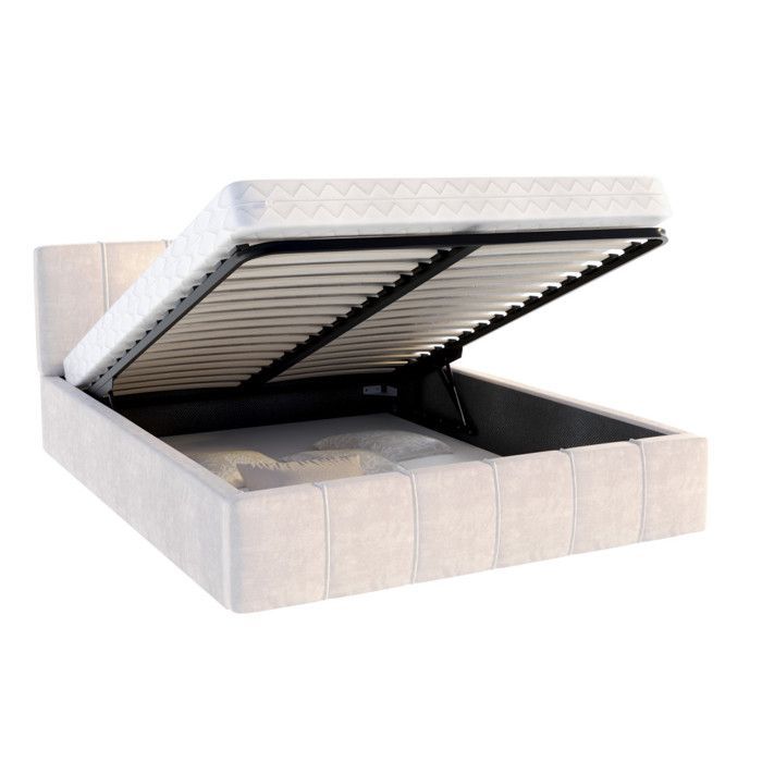 ATLANTA opbergbed van 160 x 200 cm met opklapbare lattenbodem, beige