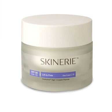 „Skinerie“ dieninis kremas „Lift & Firm“ SPF30. Veido kremas nuo raukšlių ir stangrinamasis. 50 ml.