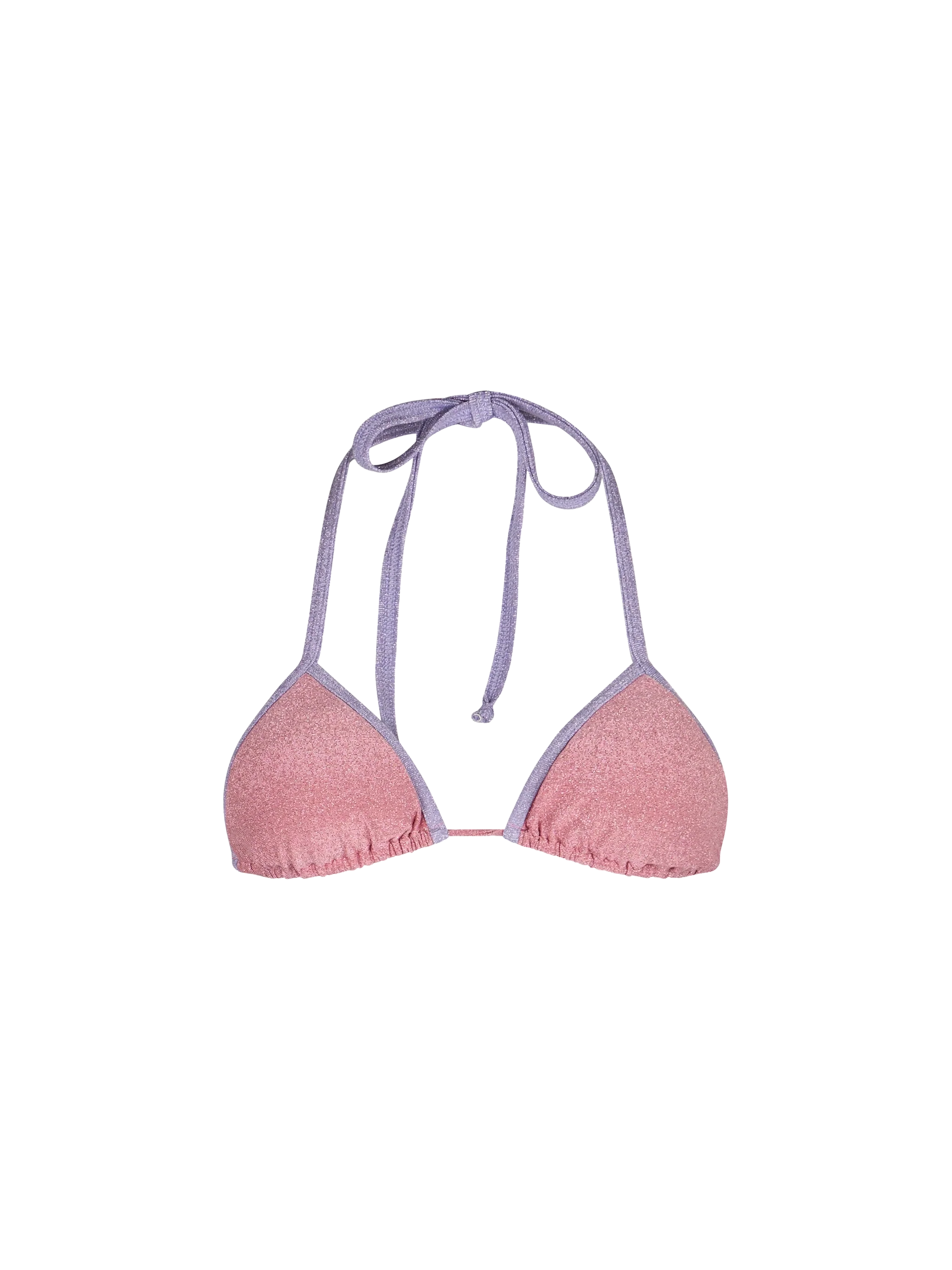 Leah roze lurex triangelbikinitop voor dames met bies