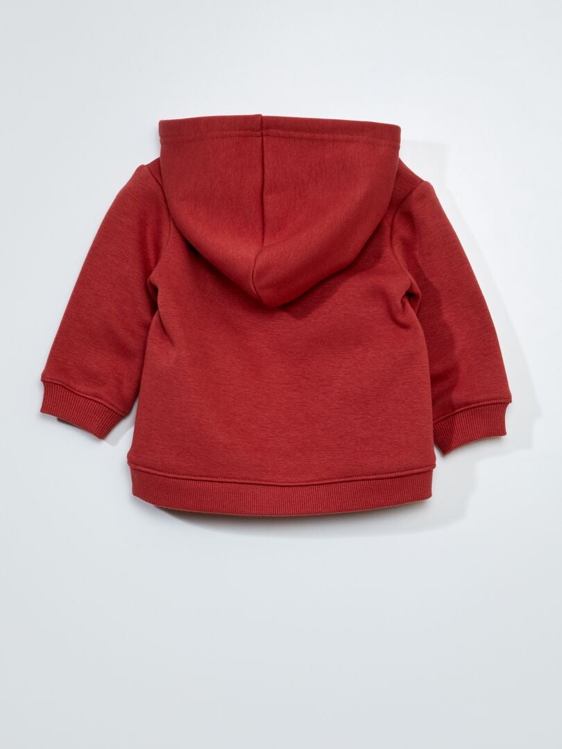 Fleecetrui met bedrukte zak - Altijd warmer - ROOD