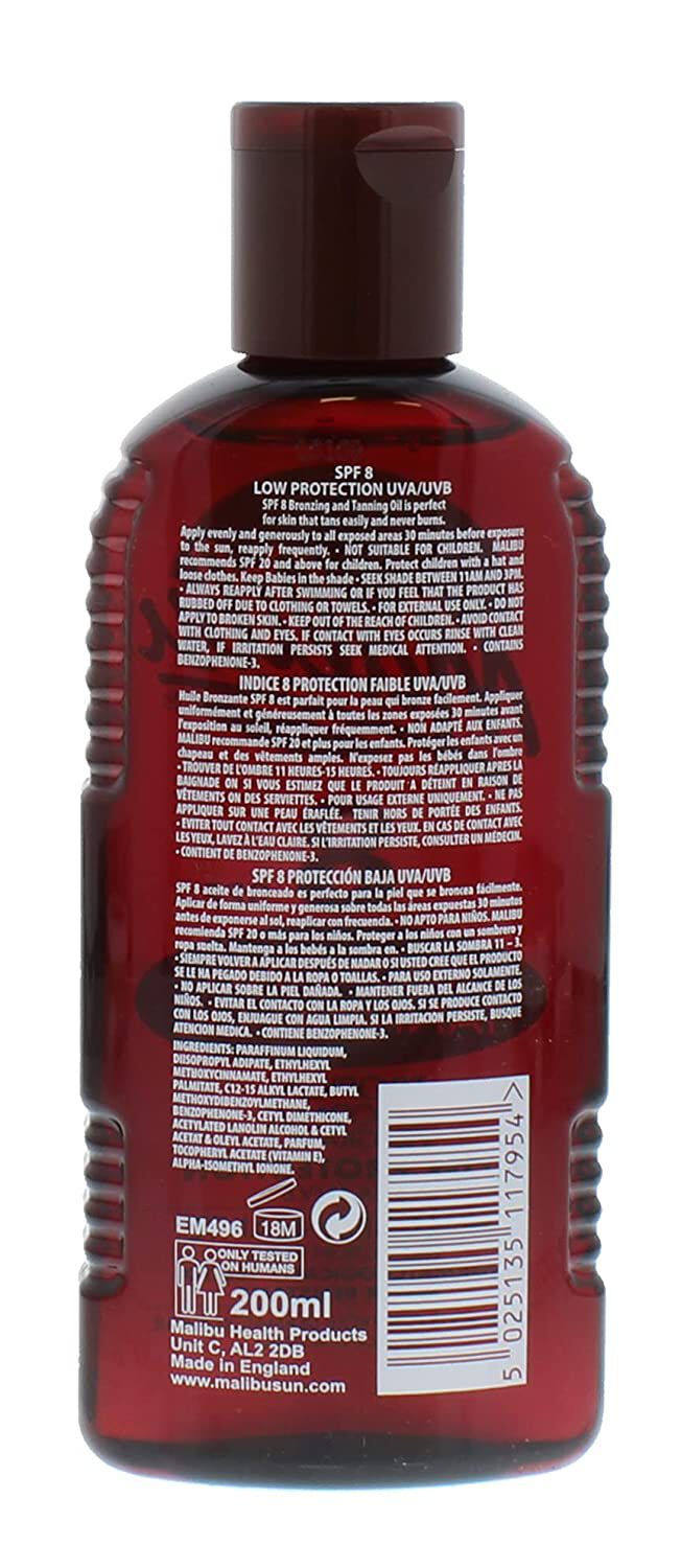 Λάδι μαυρίσματος Malibu Bronzing