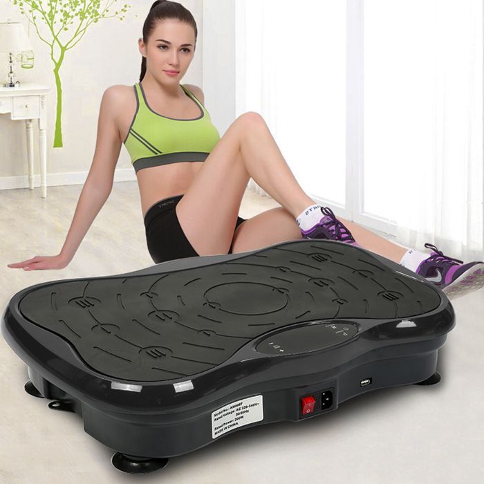 Fitness Plateforme Vibrante Oscillante - Écran LCD - Télécommande - Haut-parleurs Bluetooth - 53x35x12 cm - Noir