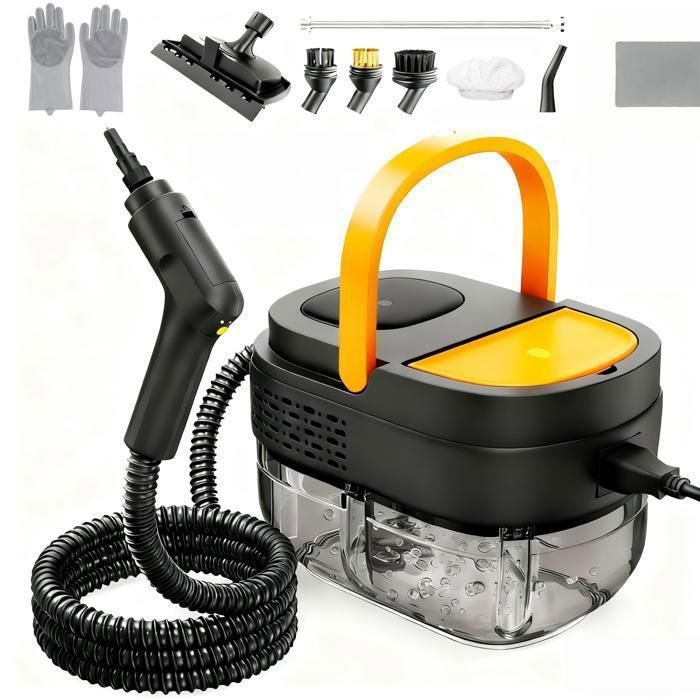 Limpiador a vapor portátil de mano, 1600 ml, 2500 W, para cocina/baño/hogar; el mango requiere pilas.