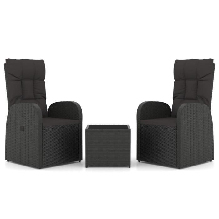 vidaXL 3-teiliges Gartenmöbelset, schwarzes Polyrattan und Stahl 3157659
