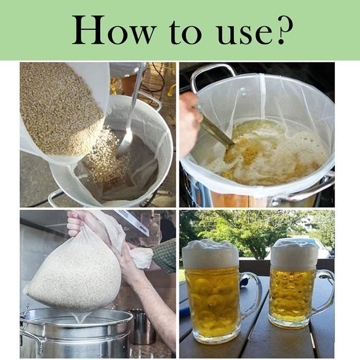 Sac Filtre à bière Sac Filtre De Qualité Alimentaire Sac filtrant réutilisable Sacs de Brassage Alimentaire Cordon Filet Lait Sac
