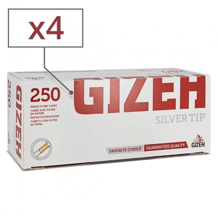4 cajas de 250 tubos Gizeh con puntas plateadas y filtro