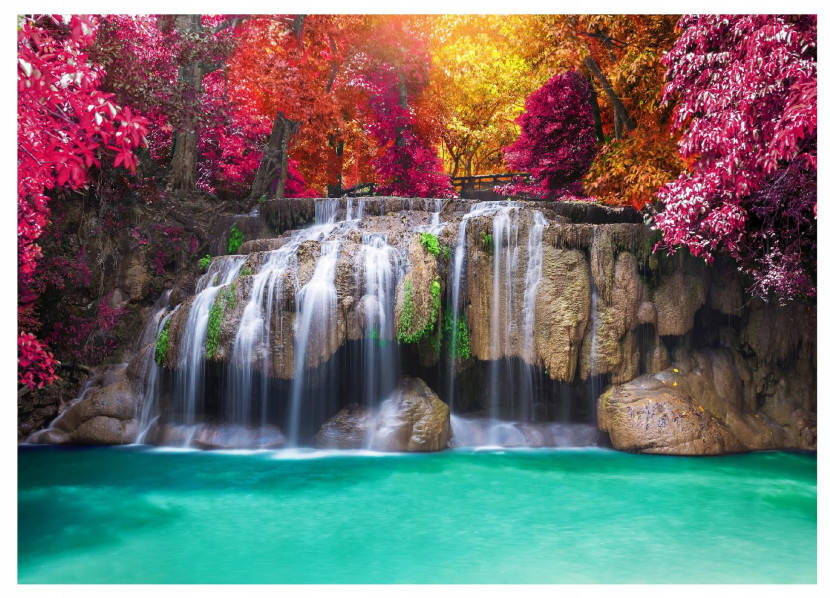 Fototapeta Wodospad 3D Las Natura Do Salonu Tapeta 150X105