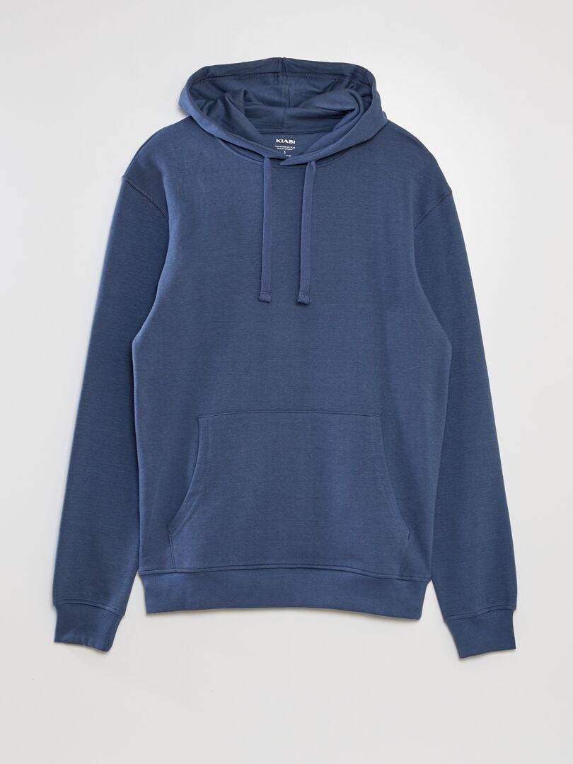 Piqué gebreide hoodie - blauw