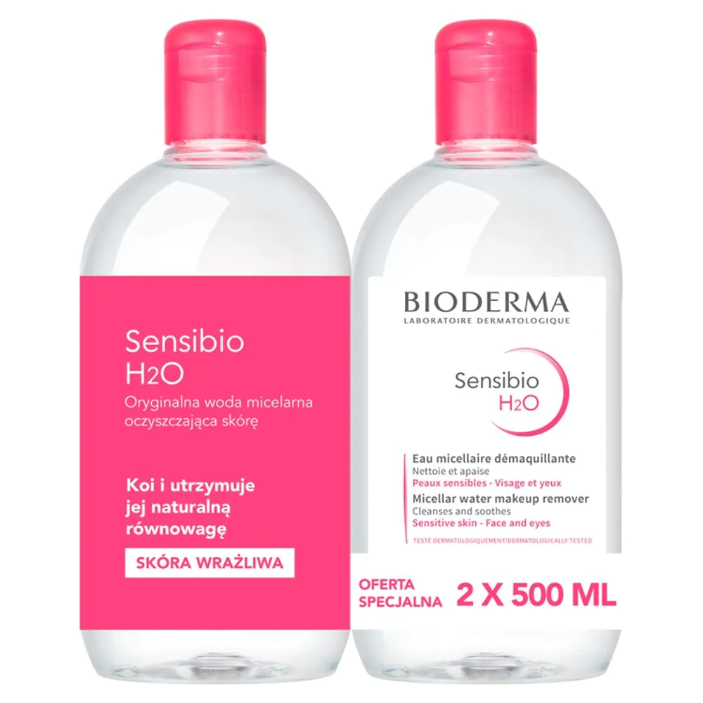 Bioderma Sensibio H2O Płyn micelarny, 2 x 500 ml