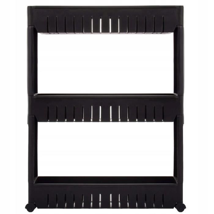 SPRINGOS® Scaffale a 3 ripiani con ruote - Unità di stoccaggio per cucina e bagno - Nero