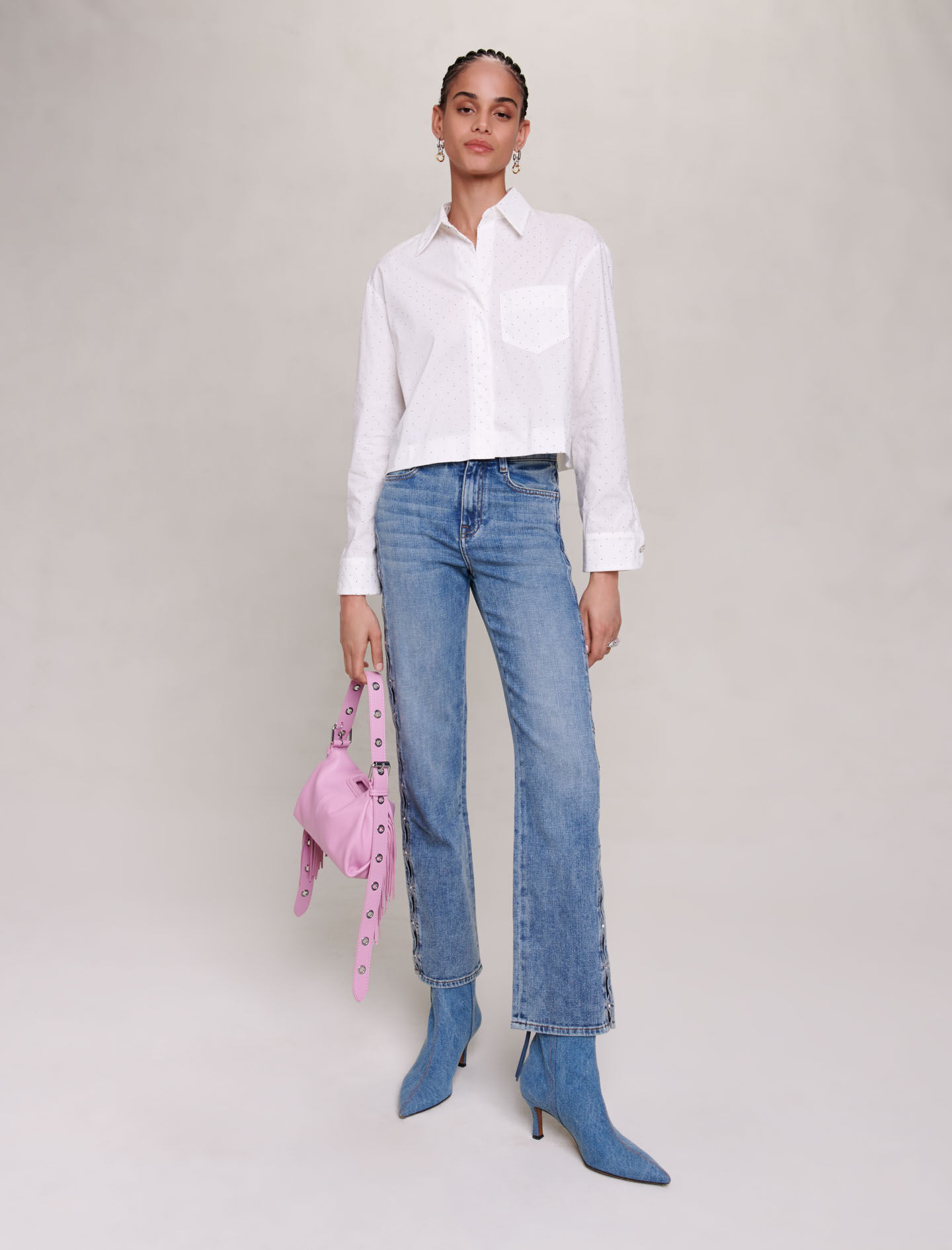 Shirt met strasssteentjes - Wit