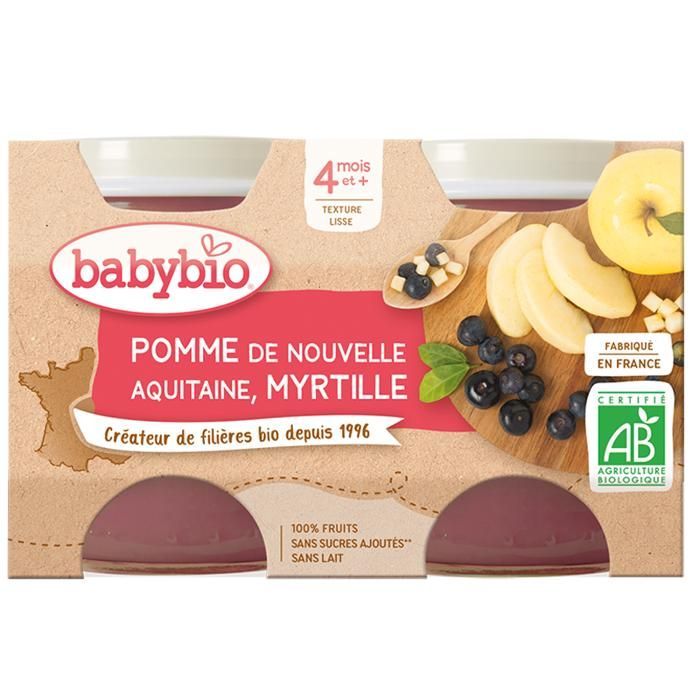 Babybio - Babyvoeding Appel Bosbes - Biologisch - 2x130g - Vanaf 4 maanden