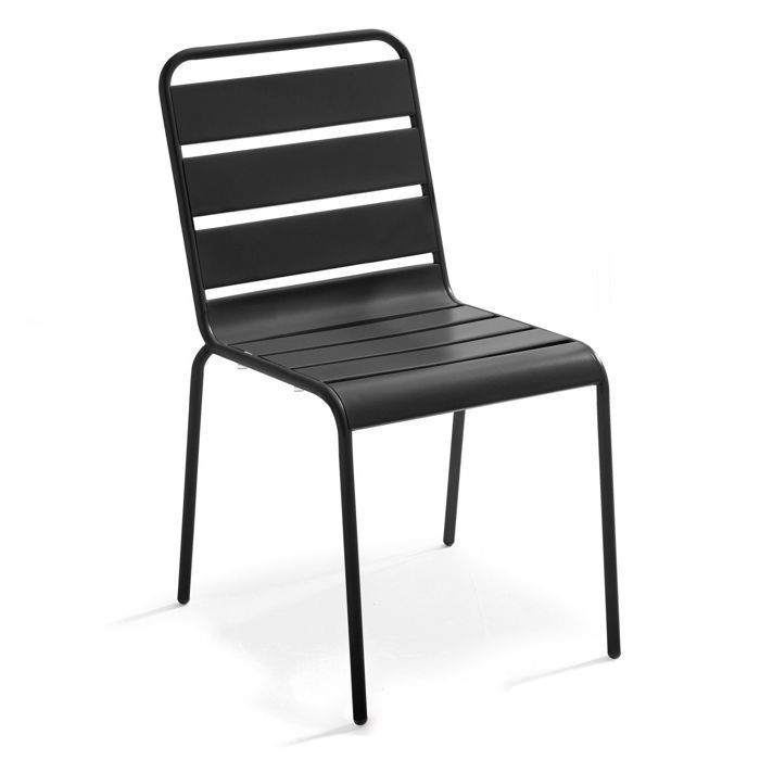 Ensemble table de jardin et 8 chaises en métal gris Palavas, Oviala