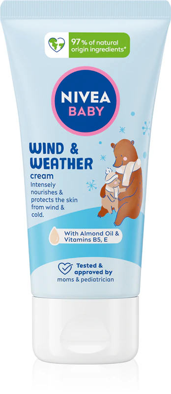 Krém NIVEA BABY Wind & Weather chráni pred chladom a vetrom.