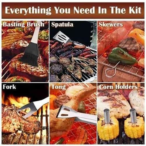 ChangM Outil pour Barbecue 16pcs Ustensiles Barbecue Piquenique Portable Accessoires Barbecue en Inoxydable