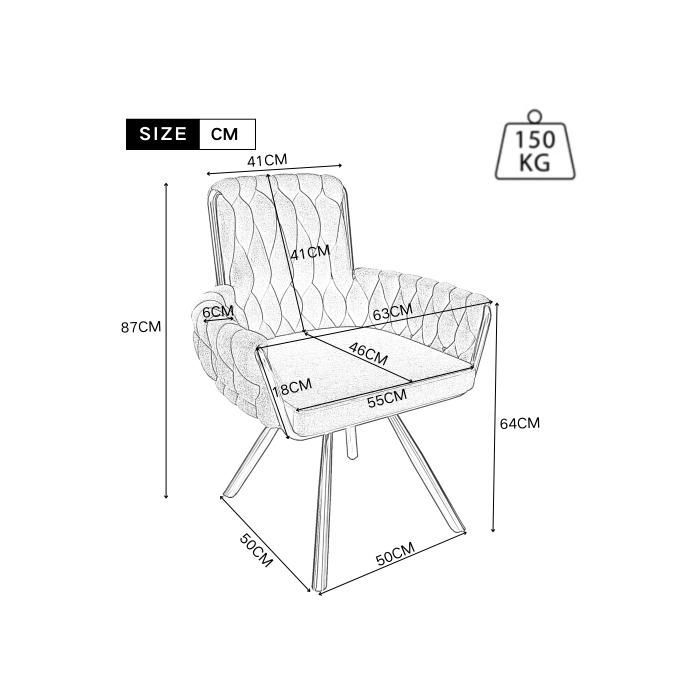SogesHome FAUTEUIL Velours Pivotant Set de 2, Base Étoile Métal Beige Naturel
