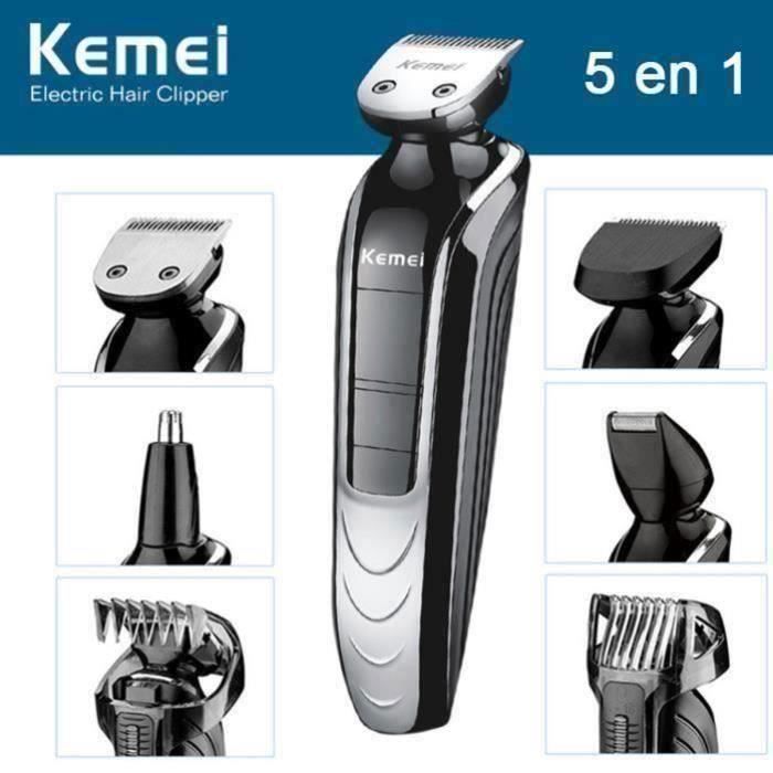 Tondeuse Rasoir Electrique KEMEI 5 en 1-Cheveux Barbe Moustache Nez Oreille Rechargeable ALIBA0107-12A36821 COS20 RASOIR ELECTRIQUE
