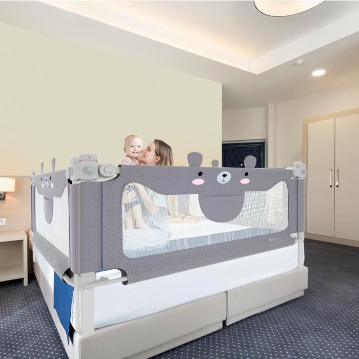 Adjustable height bed rail 150 cm - Anti-fall protection - YRHOME - For baby and child (teddy bear)