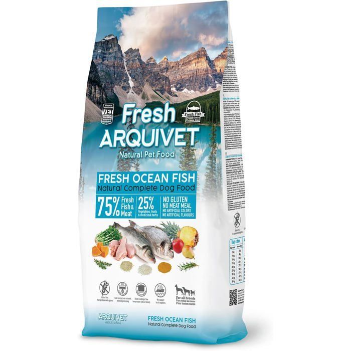 Nourriture pour chiens au poisson frais - ESTAMPILLE - 2.5 Kg - Croquettes - 75% Viande et Poisson Frais - Sans gluten