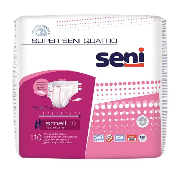 Super Seni Quatro, Pieluchomajtki dla dorosłych, 55-80cm, Small