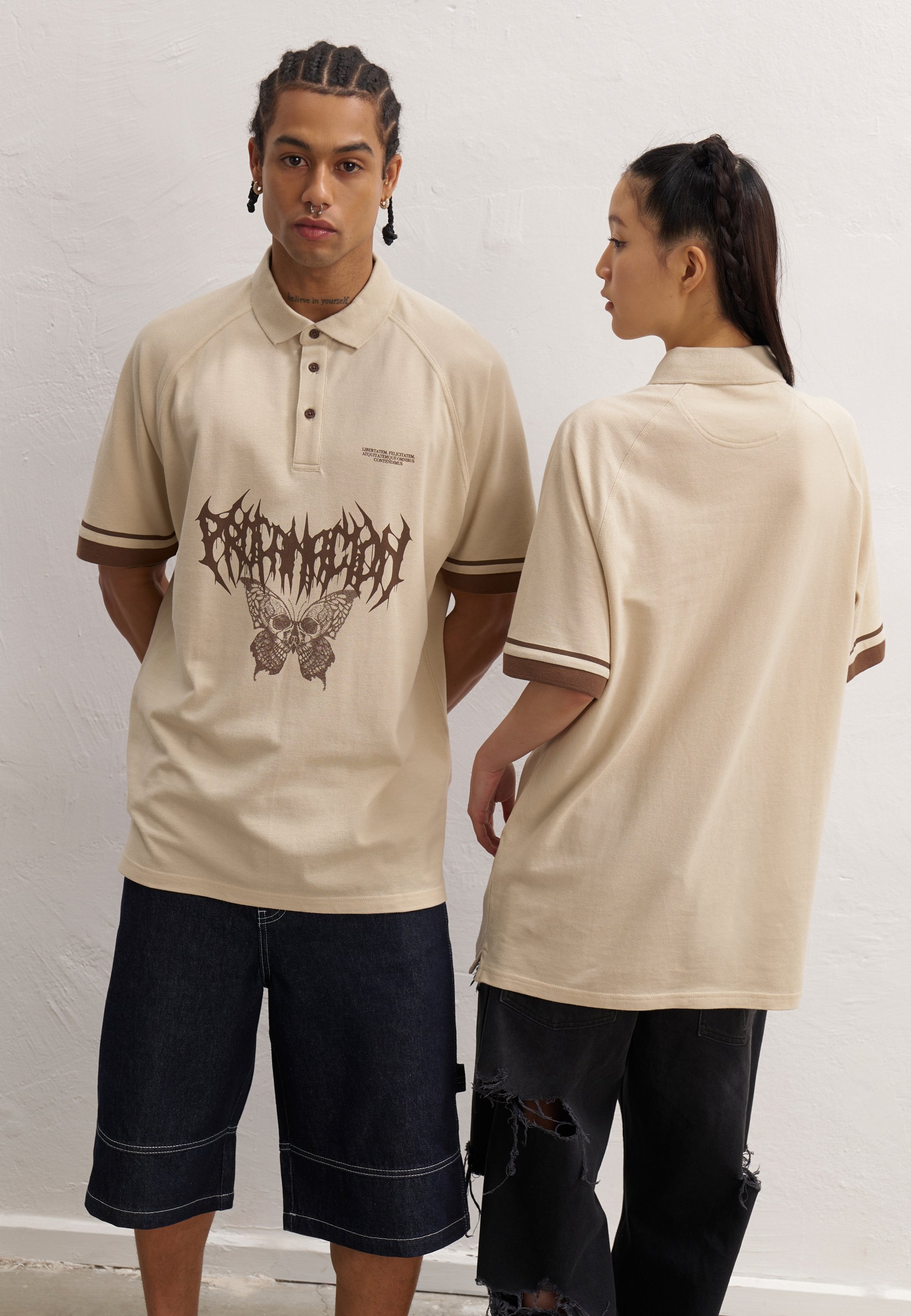 YOURTURN UNISSEX - Camisa polo - branco-creme