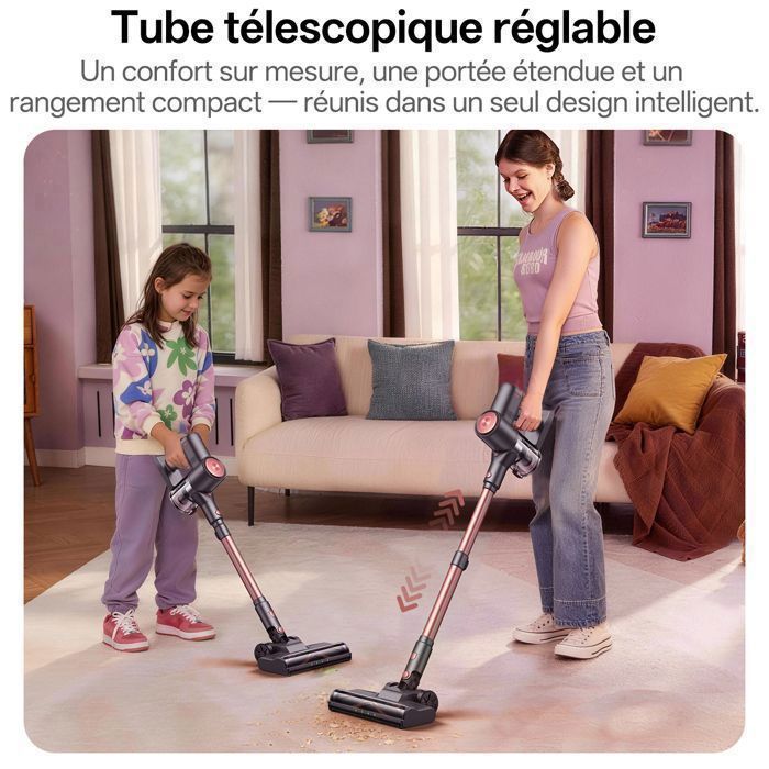 Vactidy Blitz V10 Pro - 100 AW, 55 kPa, 400 W - Aspiradora de mano inalámbrica - Autonomía de 45 min - Pantalla LED - Varilla telescópica