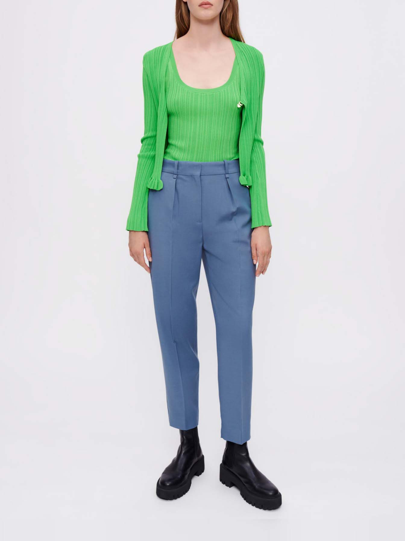 Pantaloni de costum cu croială dreaptă - Albastru oțel