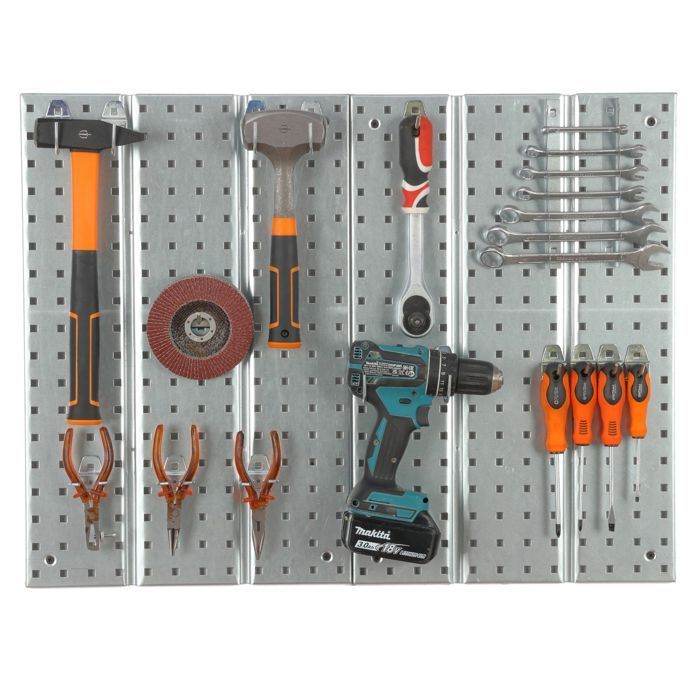 Painel de ferramentas - Sistema de armazenamento - Aço reforçado - Design modular - Suportes para ferramentas - Oficina/Garagem