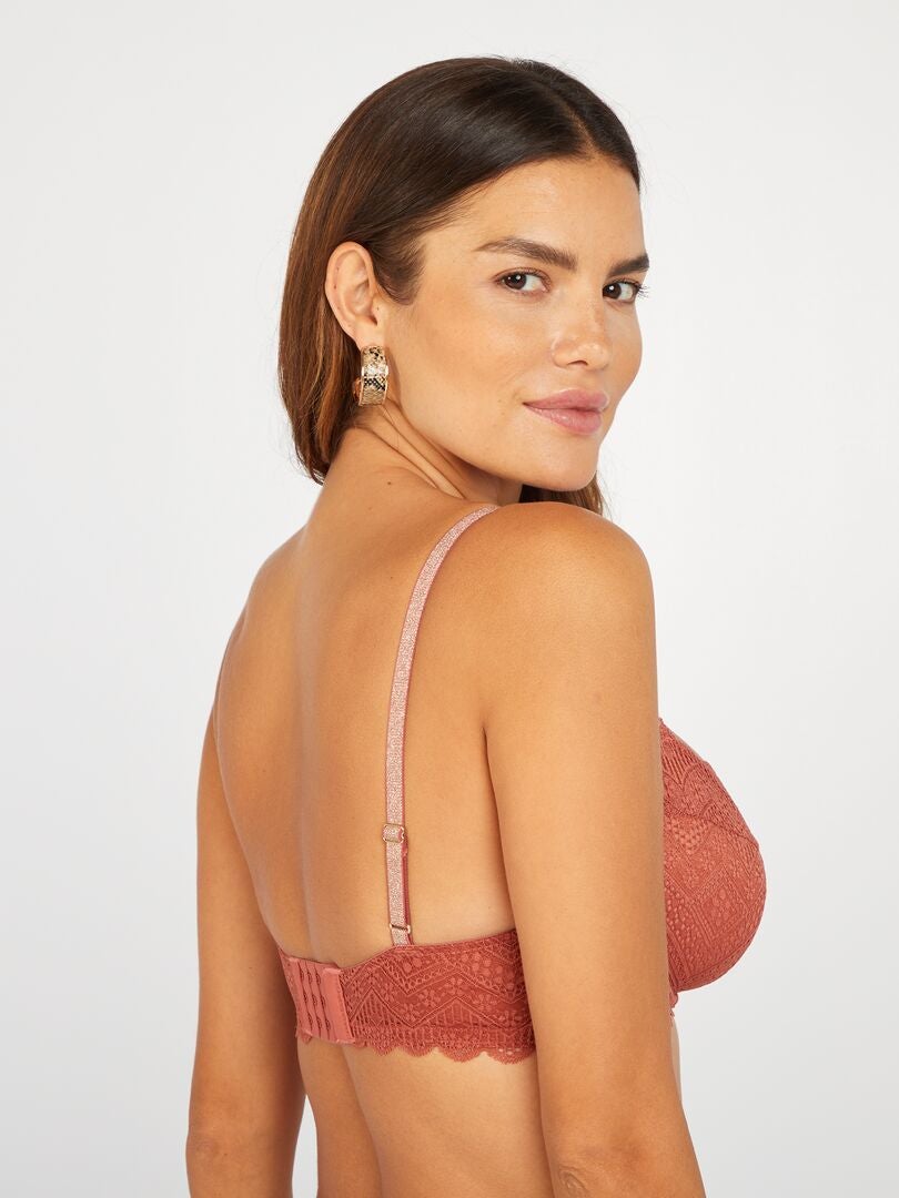 Kanten balconette-bh, cup DEF - Terracotta