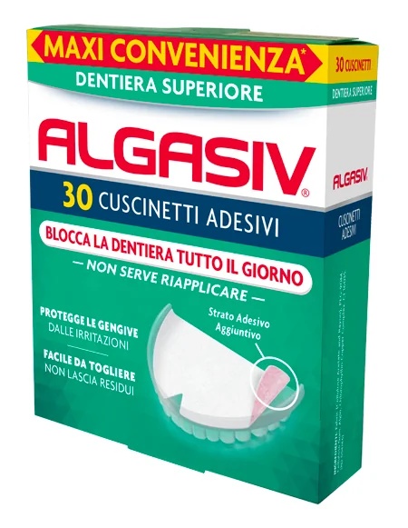 ALGASIV Almofadas adesivas Algasiv para próteses superiores 30 peças